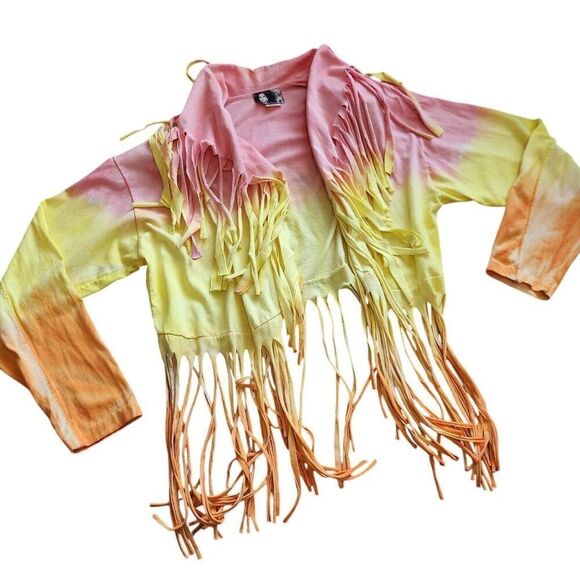Vintage 80s 90s In Charge Cardigan Jacket Womens Medium Fringe Boho Made in USA - Picture 3 of 5